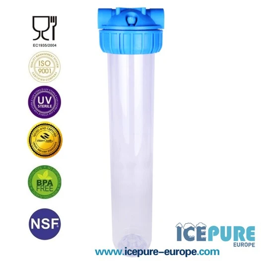 20 inch Filterhuisset Transparant 3 delig | 1 inch